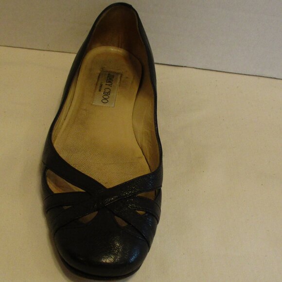 Jimmy Choo Woman Size 37 Black Tan Slide On Flat Shoes - Picture 7 of 13